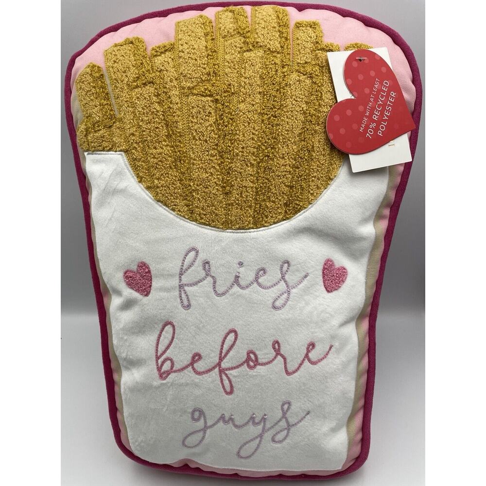 Isaac Mizrahi Fries Before Guys Pillow Cushion Valentines Day -Rare- New w/ Tags